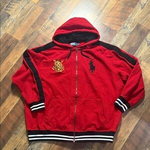 Polo Ralph Lauren Big Pony Hoodie Red 3XB RL Snow Polo Challenge Crest Zip